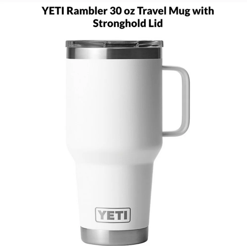 YETI Rambler 30 oz Travel Mug with Stronghold Lid White NEW NWT